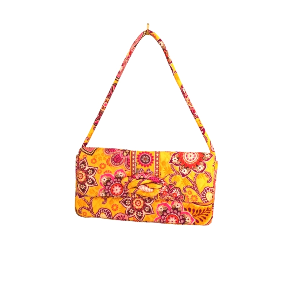 Vera Bradley BALI GOLD Yellow Knot Just A Clutch Shoulder Handbag Purse
